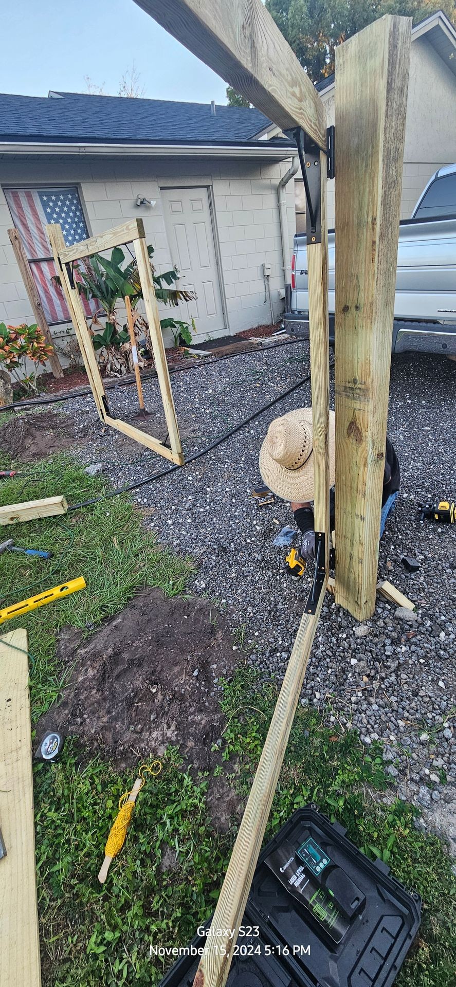 Building wooden fence with the gate